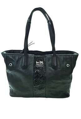 Coach Chelsea Leather Stripe Tote Bag Black 18962